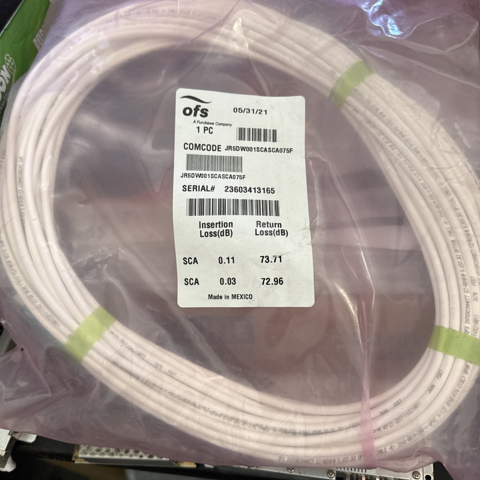 OFS Interconnect EZ-Bend JR5DW001SCASCA075F Optical Cable SCA to SCA White