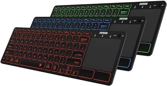 New Arteck HB305-4B Universal Backlit 7-Colors Bluetooth Touch Keyboard