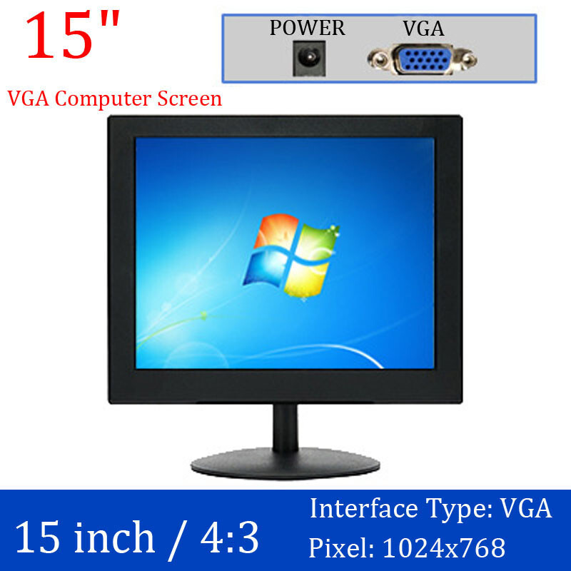 15'' Portable Mini TV Screen HD VGA Computer Display HDMI CCTV Security Monitor
