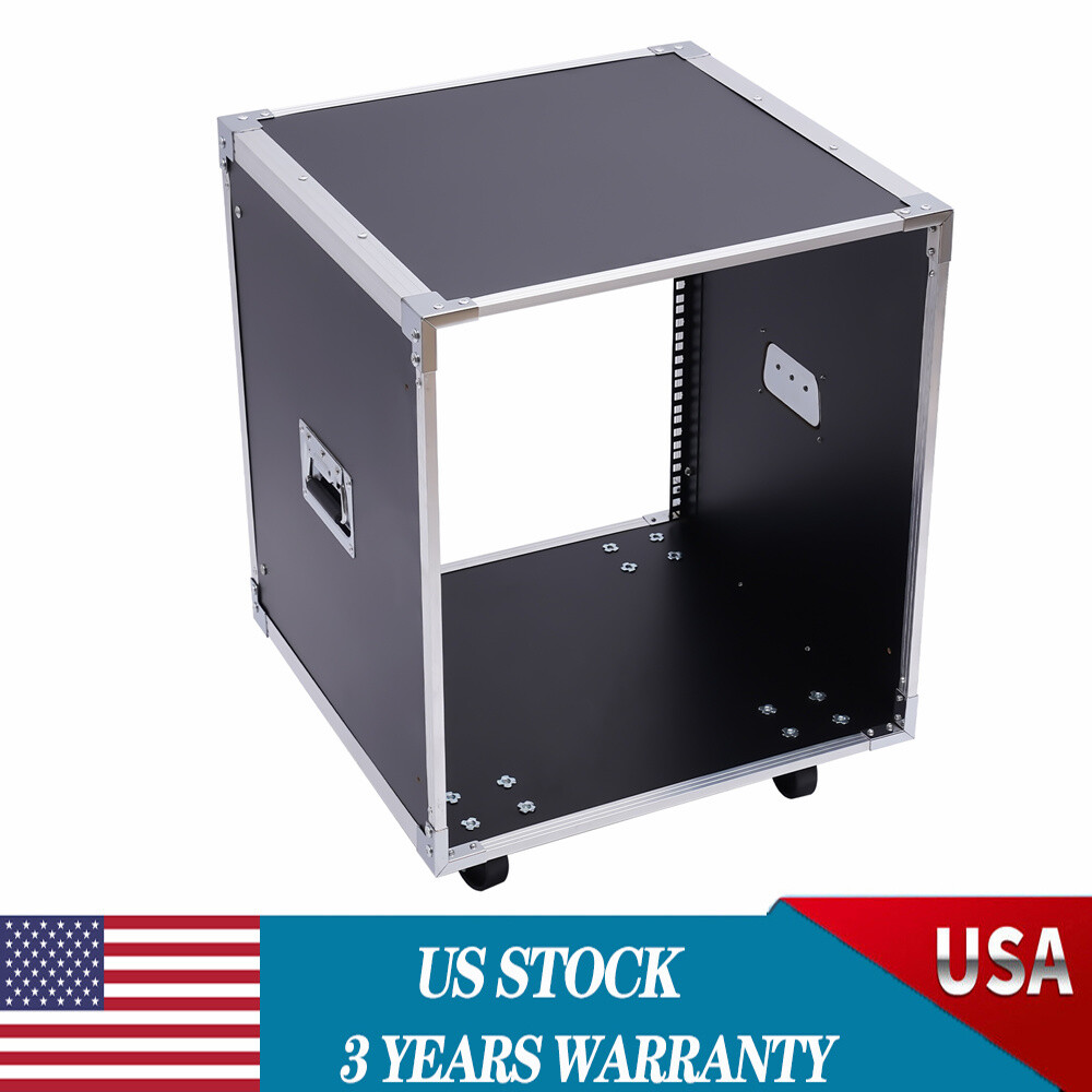 12U Cabinet Rolling Network Rack Audio Studio Video Telecom Equipment Rack Black