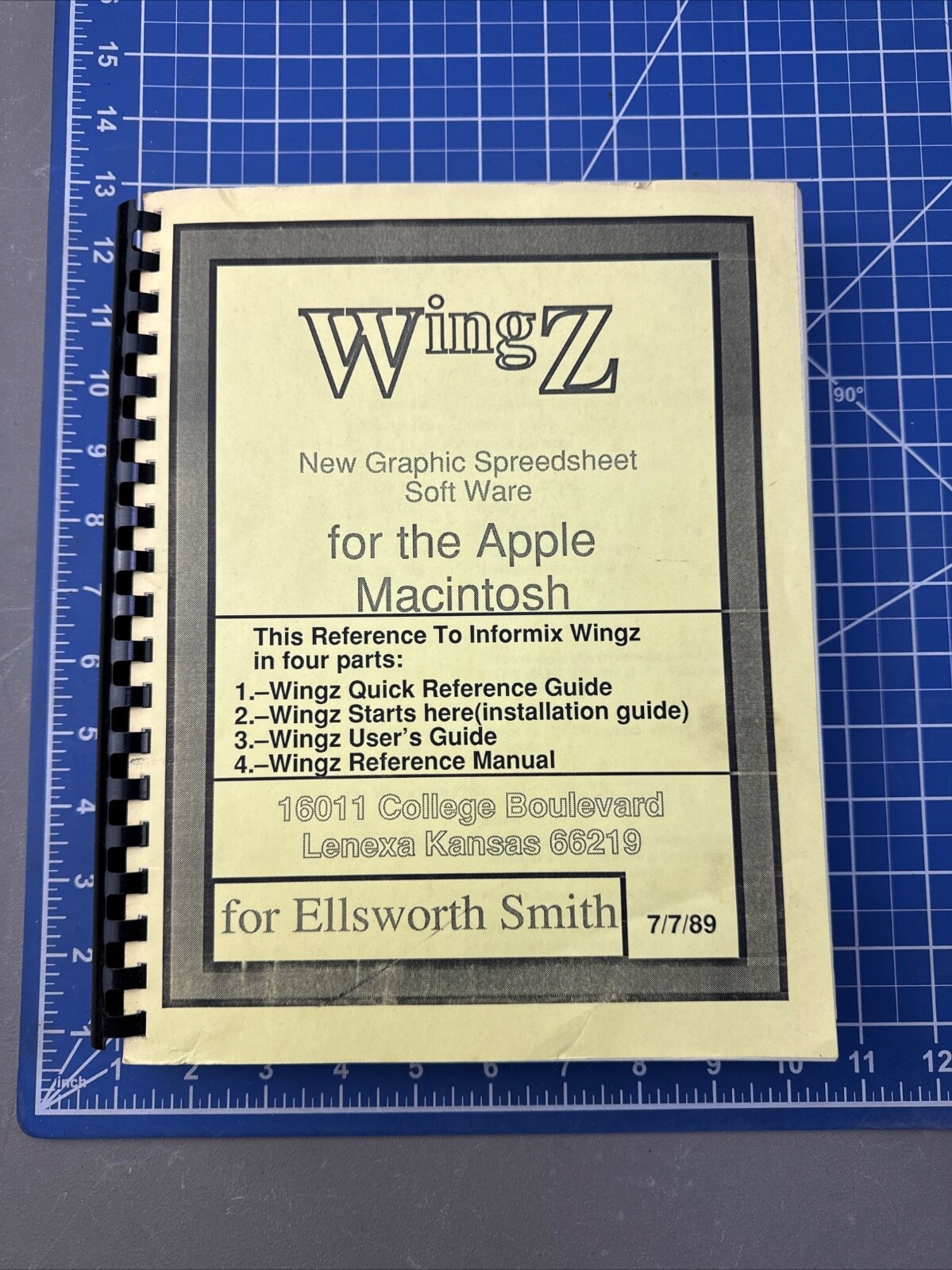 "WingZ" Spreadsheet Software for Apple Macintosh manual (1989)