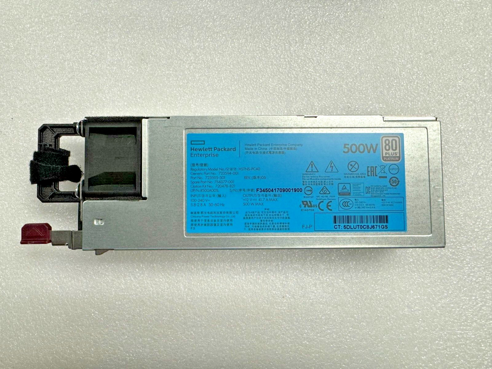 HP Gen9 500W Flex Slot Platinum Hot-Plug PSU Kit 720478-B21 754377-001