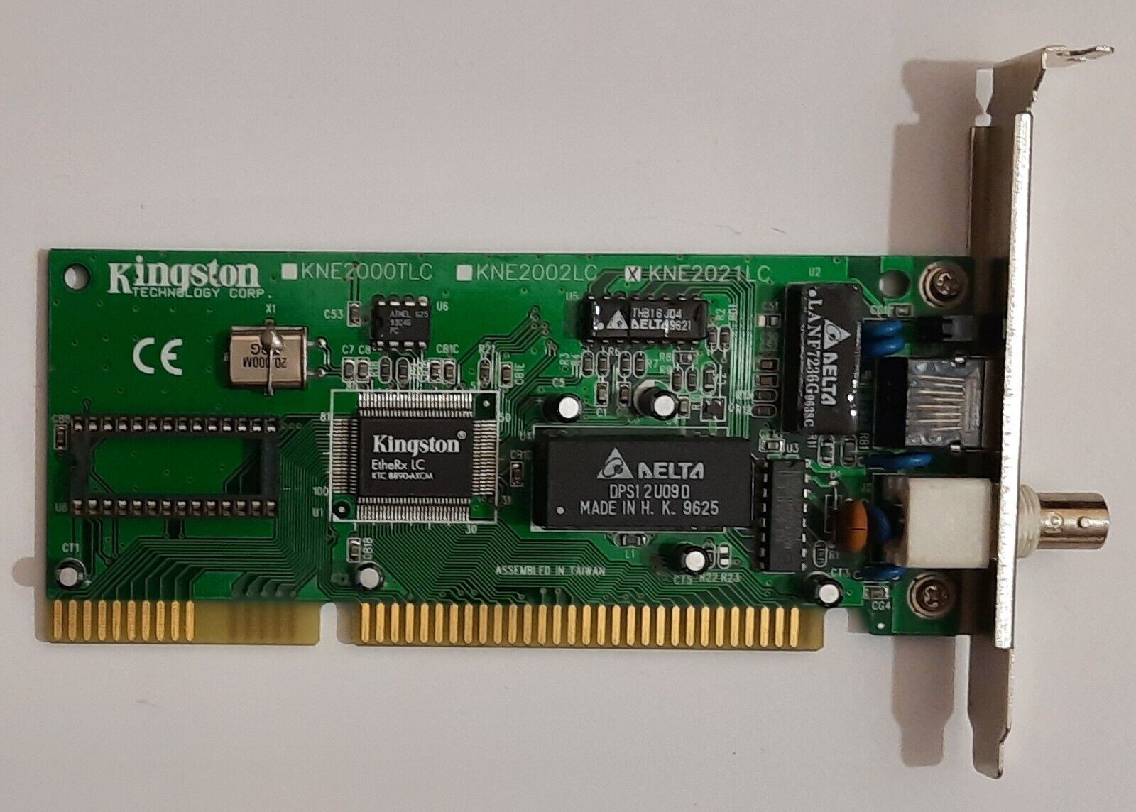 Kingston KNE2021LC ISA Network Card (EtheRX LC, BNC, RJ45, Retro, 1996)