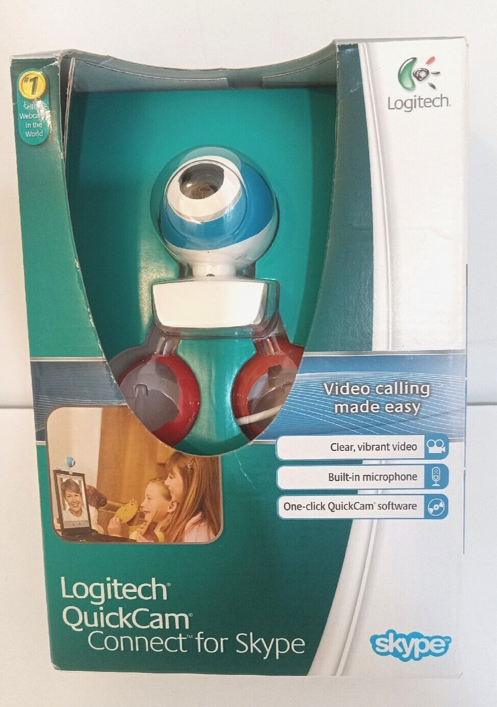 Logitech Quickcam Connect For Skype Blue White Video Calling Camera Built In Mic