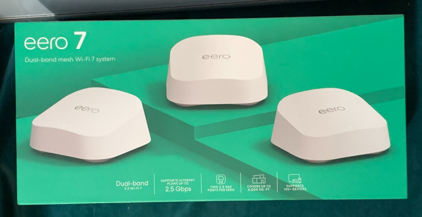 Amazon eero 7 Dual-Band Mesh WiFi 7 Router 3 Pack 6000 sq ft NEW SEALED