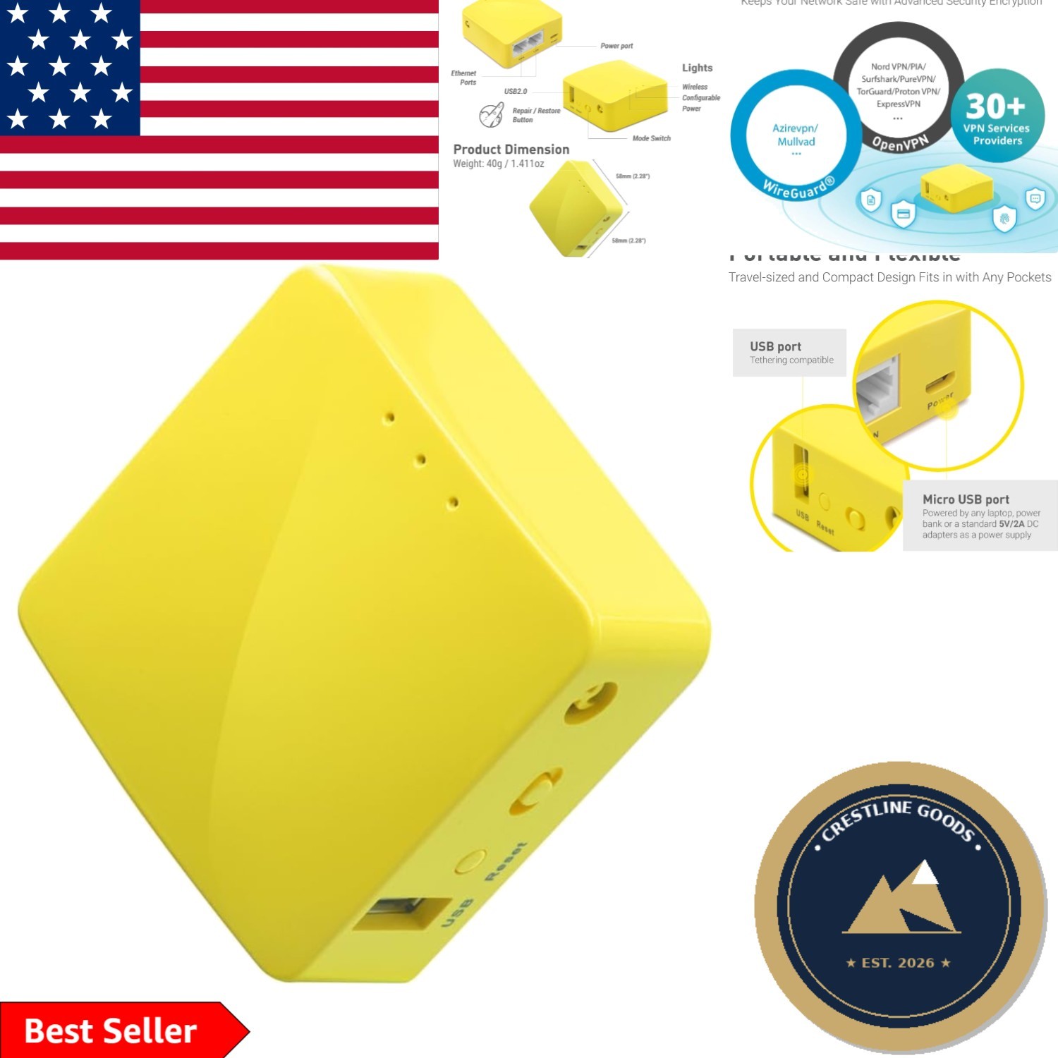 GL-MT300N-V2 Portable Mini VPN WiFi Router - Secure Travel Connectivity
