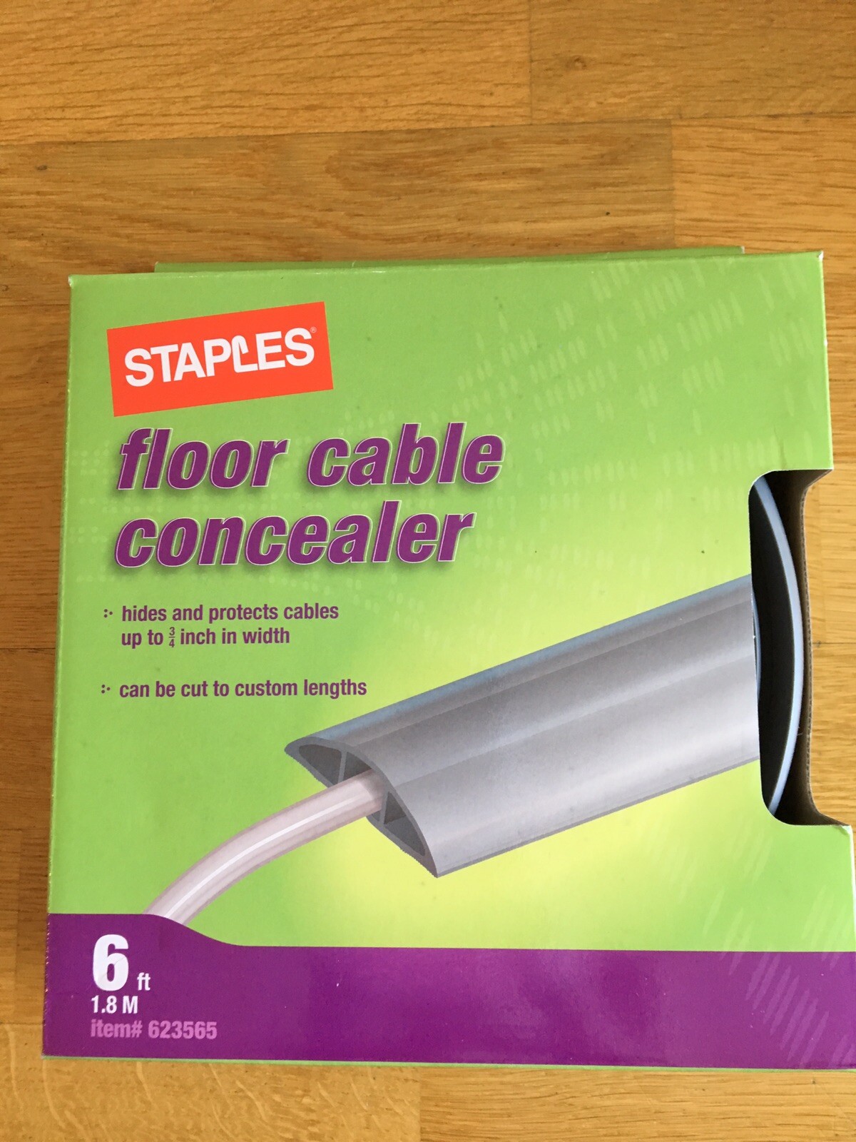 (3) Staples Customizable Floor Cable Concealer 6 ft,Cables to 3/4"W,Gray #623565
