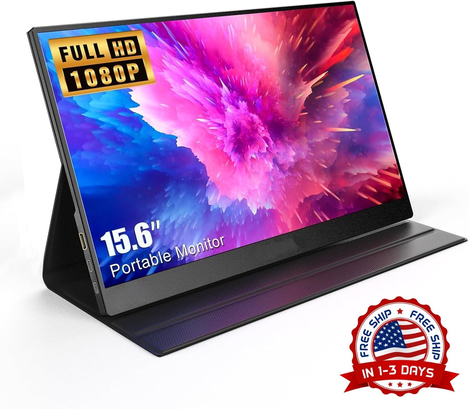 Monitor Portátil De 15,6" FHD 1080P Con Altavoz Integrado Y Funda Protectora NEW