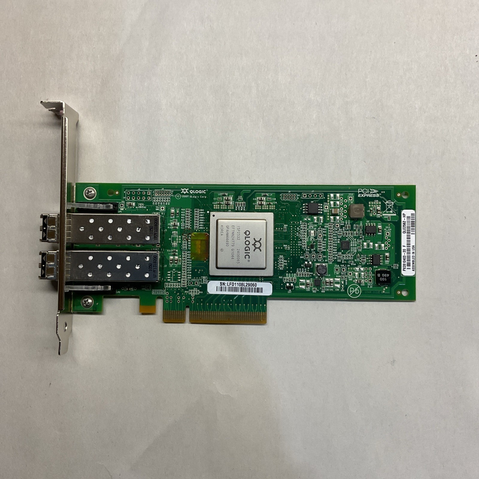 QLOGIC PX2810403-25 QLE2562-DEL 8G Dual Port Comes with 2 Hp AJ718A TRANSCEIVERS