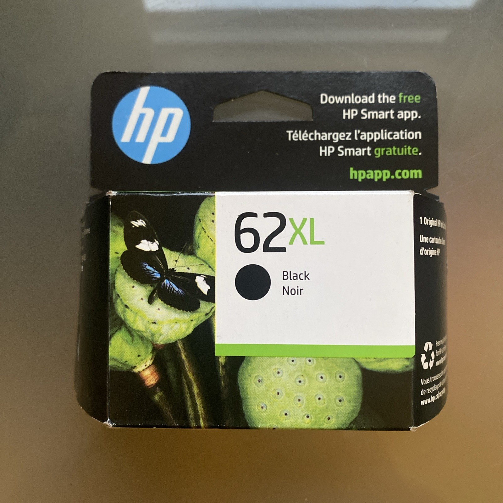 Genuine HP 62XL Black Ink Cartridge Factory Sealed OEM