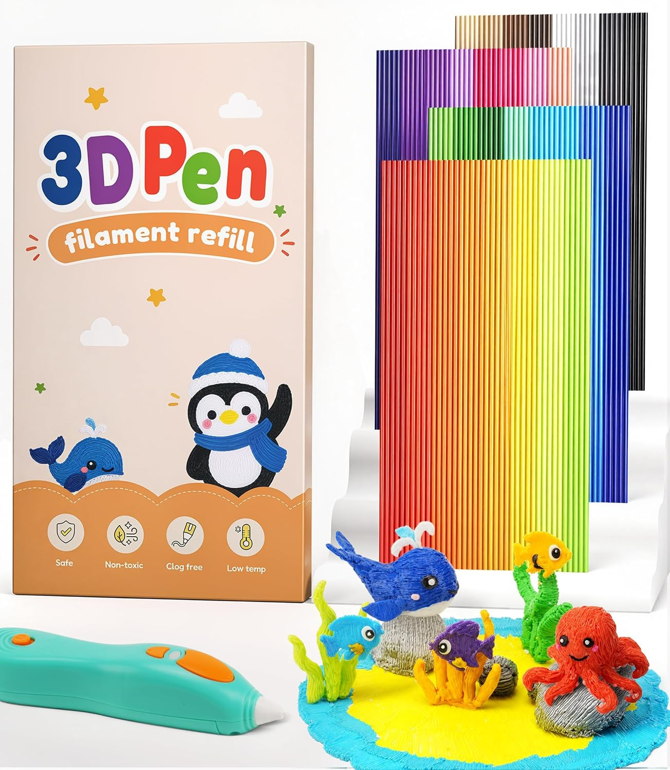 3D Pen Filament Compatible with 3Doodler Start+, 2.5Mm PCL Refills Pack