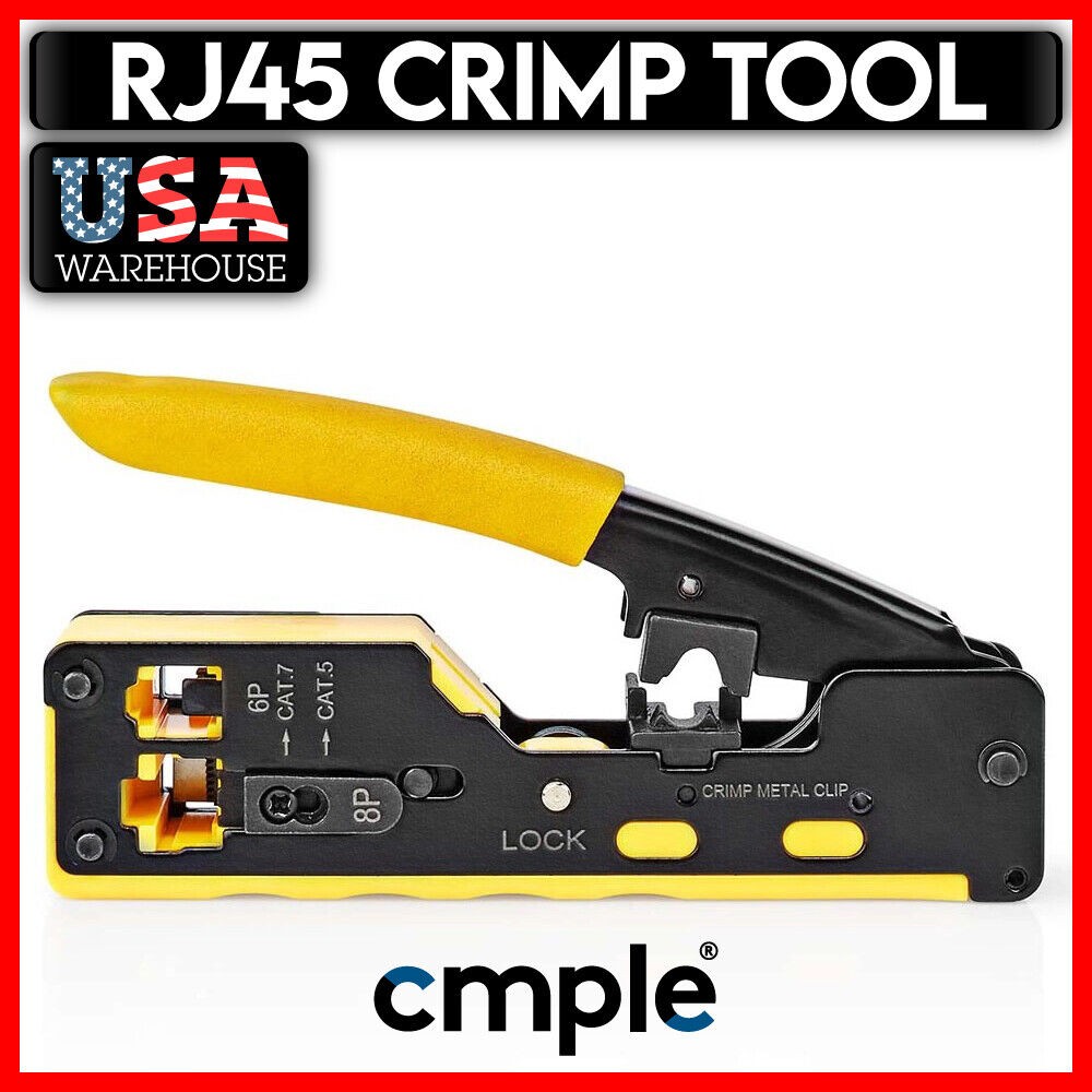 RJ-45 Crimper Pass-Through RJ45 8P8C Crimp Tool Cat5e Cat6 Ethernet Cable Cutter