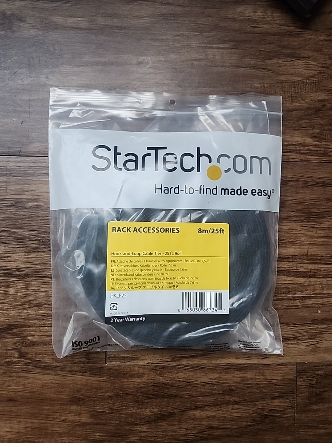StarTech HKLP25 25 ft Hook-and-Loop Cable Tie Black Cut-to-Size