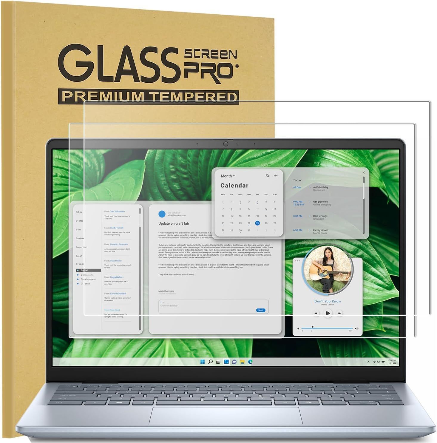 2-Pack 9H Tempered Glass Screen Protector for Dell 14 Plus Laptop, HD-Clear