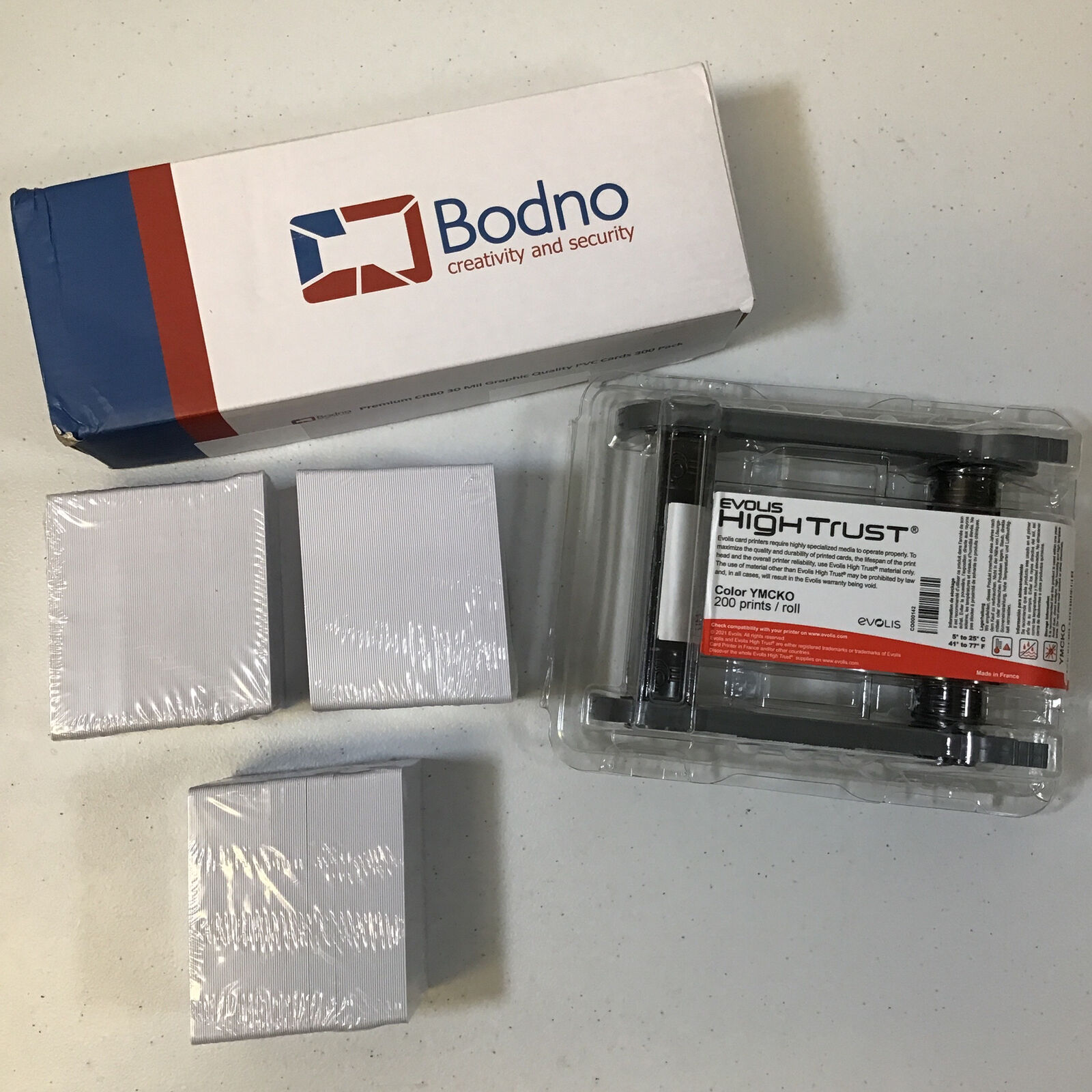 Bodno Evolis R5F002AAA Black Graphic Quality PVC Cards 200 Prints Roll Ribbon