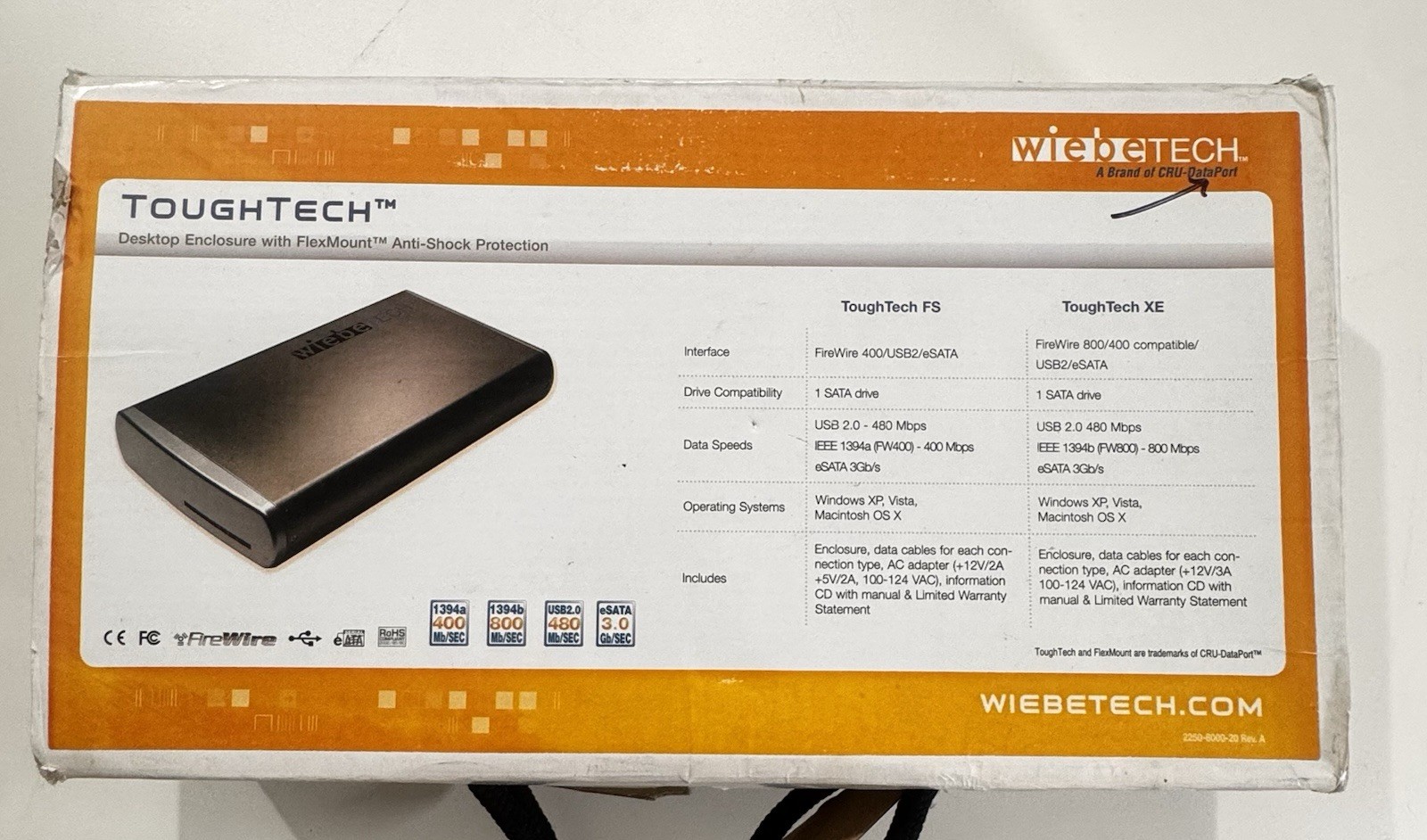 Vintage WiebeTech ToughTech TAM120 3.5” SATA External Hard DrivEnclosure Tested