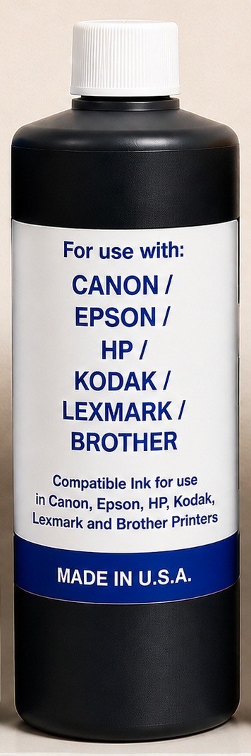 32 oz ULTRA BLACK BULK INK REFILL FOR USE IN PRINTERS HP LEXMARK BROTHER DELL