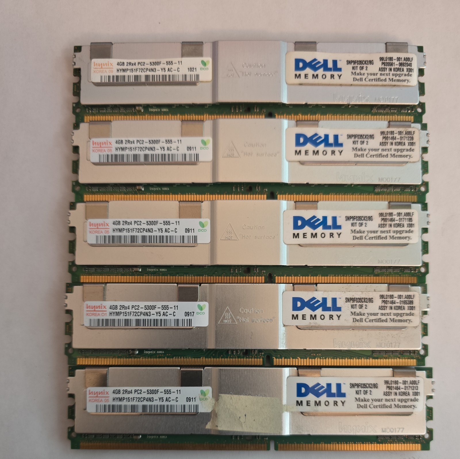 Hynix 4GB 2Rx4 PC2-5300F-555-11 Server Memory Stick RAM Lot of - 48GB Total