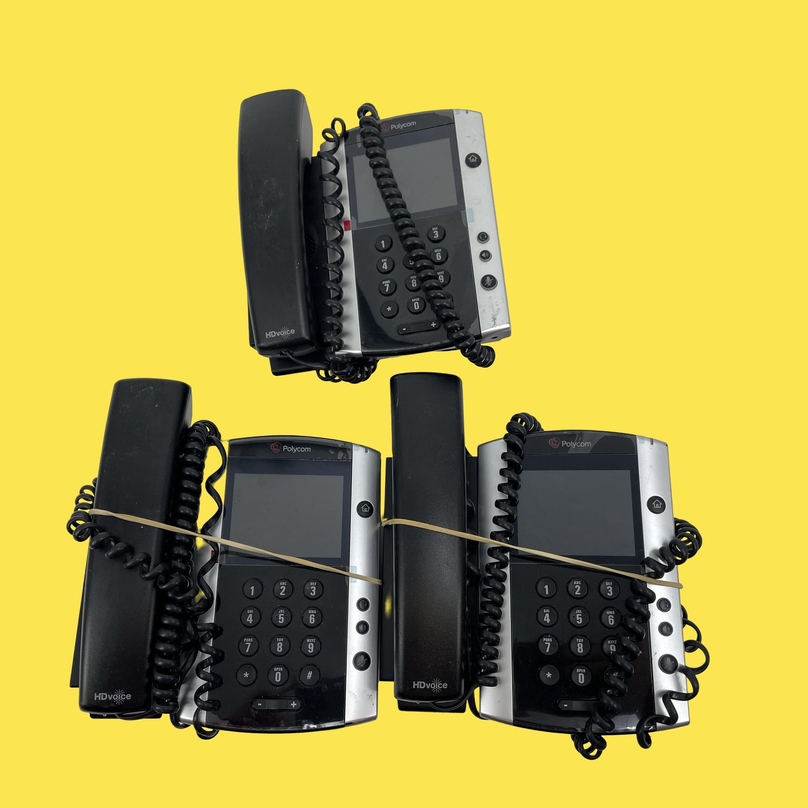 Lot of 3 Polycom VVX 501 IP PoE VoIP Business Office Phone Black/Silver #L3546
