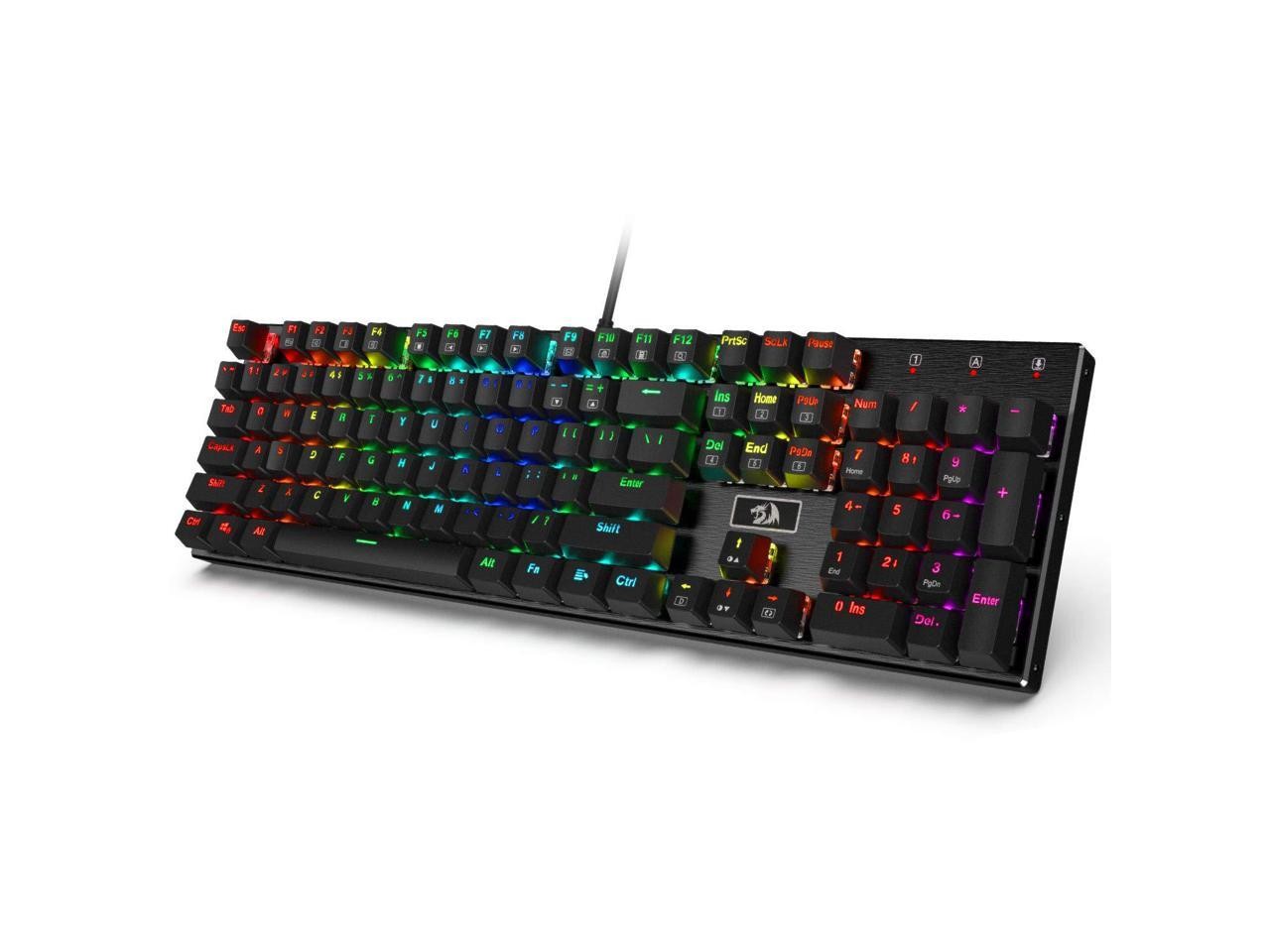 Redragon K556 RGB LED Backlit Wired Mechanical Gaming Keyboard, Aluminum Base,