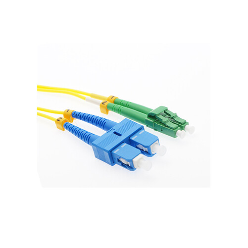 5 PACK LOT 15m LC(APC)-SC(UPC) Duplex 9/125 OS2 Singlemode Yellow OFNR 50FT
