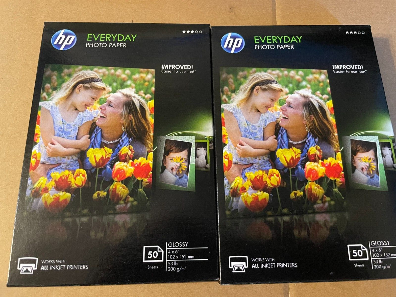 HP Everyday Photo Paper 2 Packs 50 Sheets ea Glossy 4 x 6" 102 x 152 mm NOS BCB2