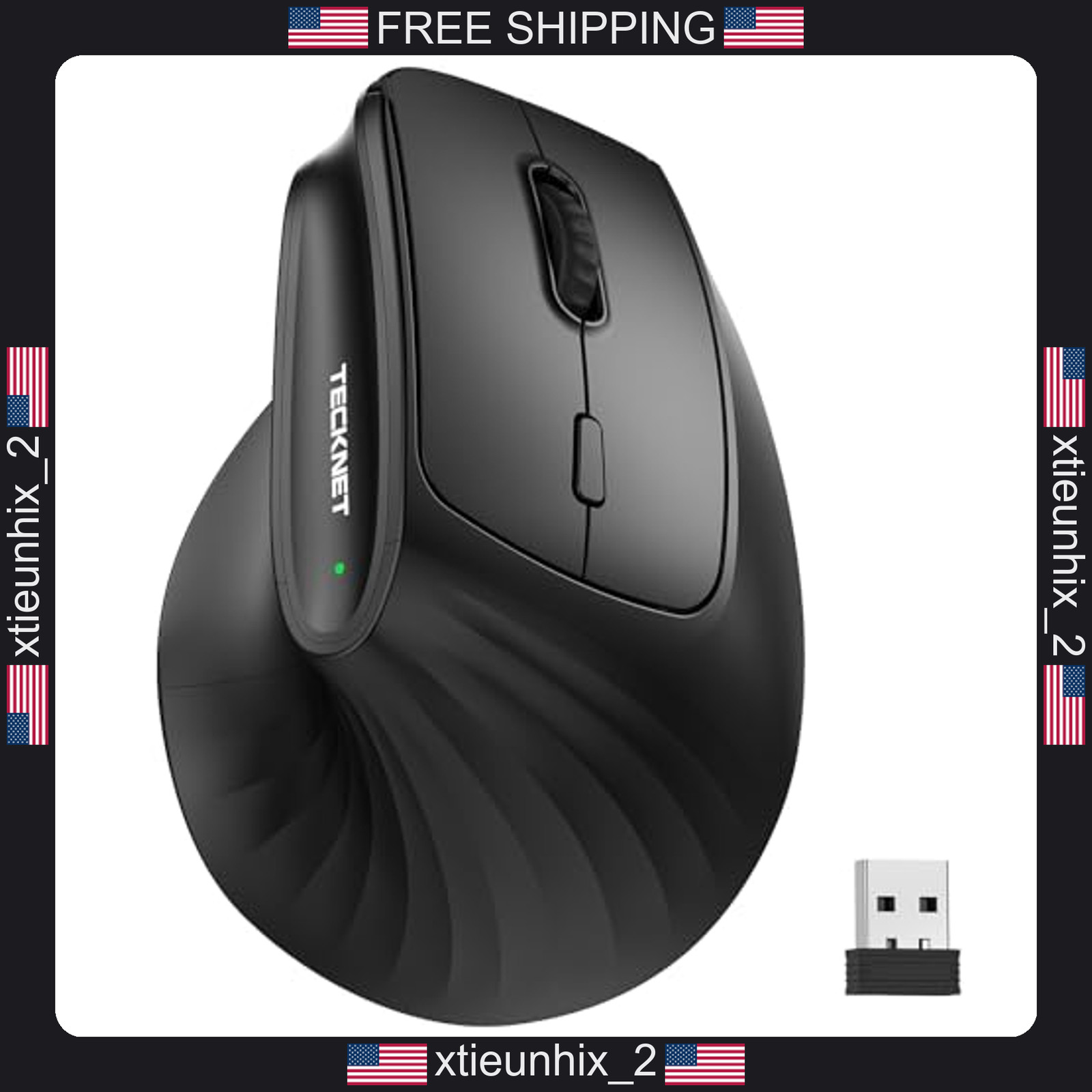 Wireless Vertical Ergonomic Mouse with Bluetooth & 2.4G, 4800 DPI, Silent Clicks