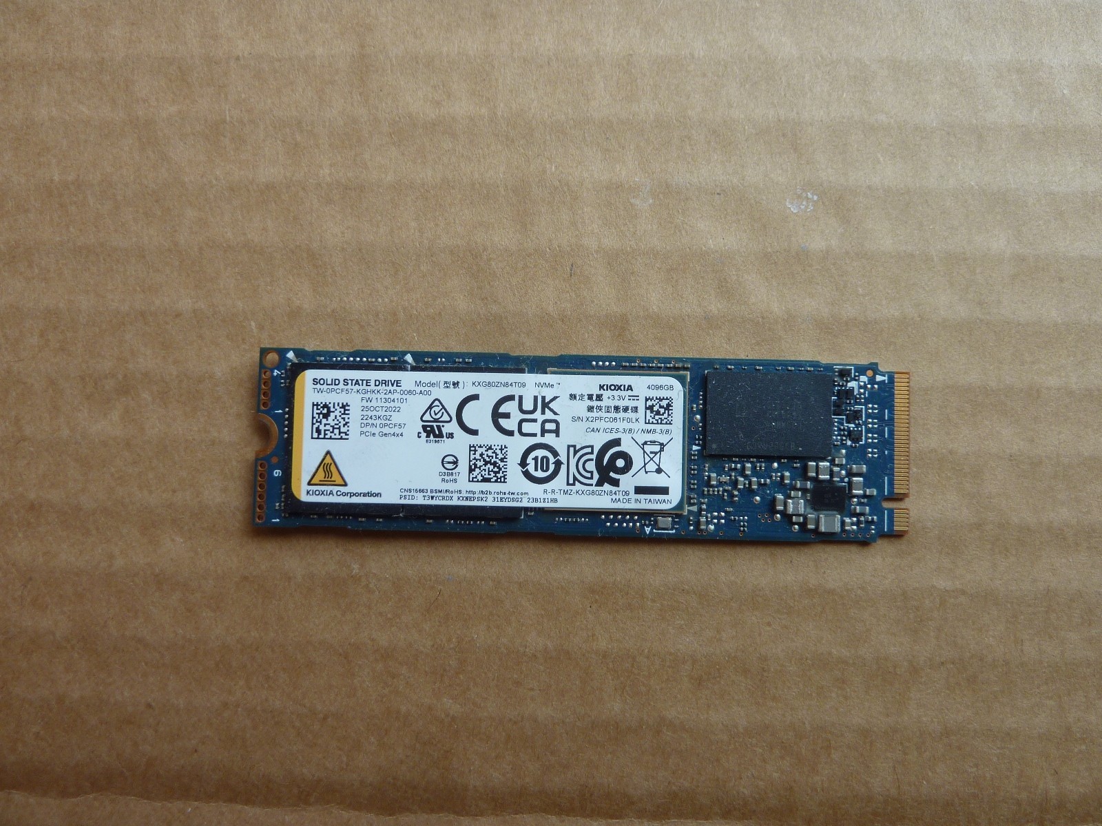 KIOXIA 4TB KXG70PN84T09 NVMe M.2 2280 PCIe NVMe SSD 0HC65F