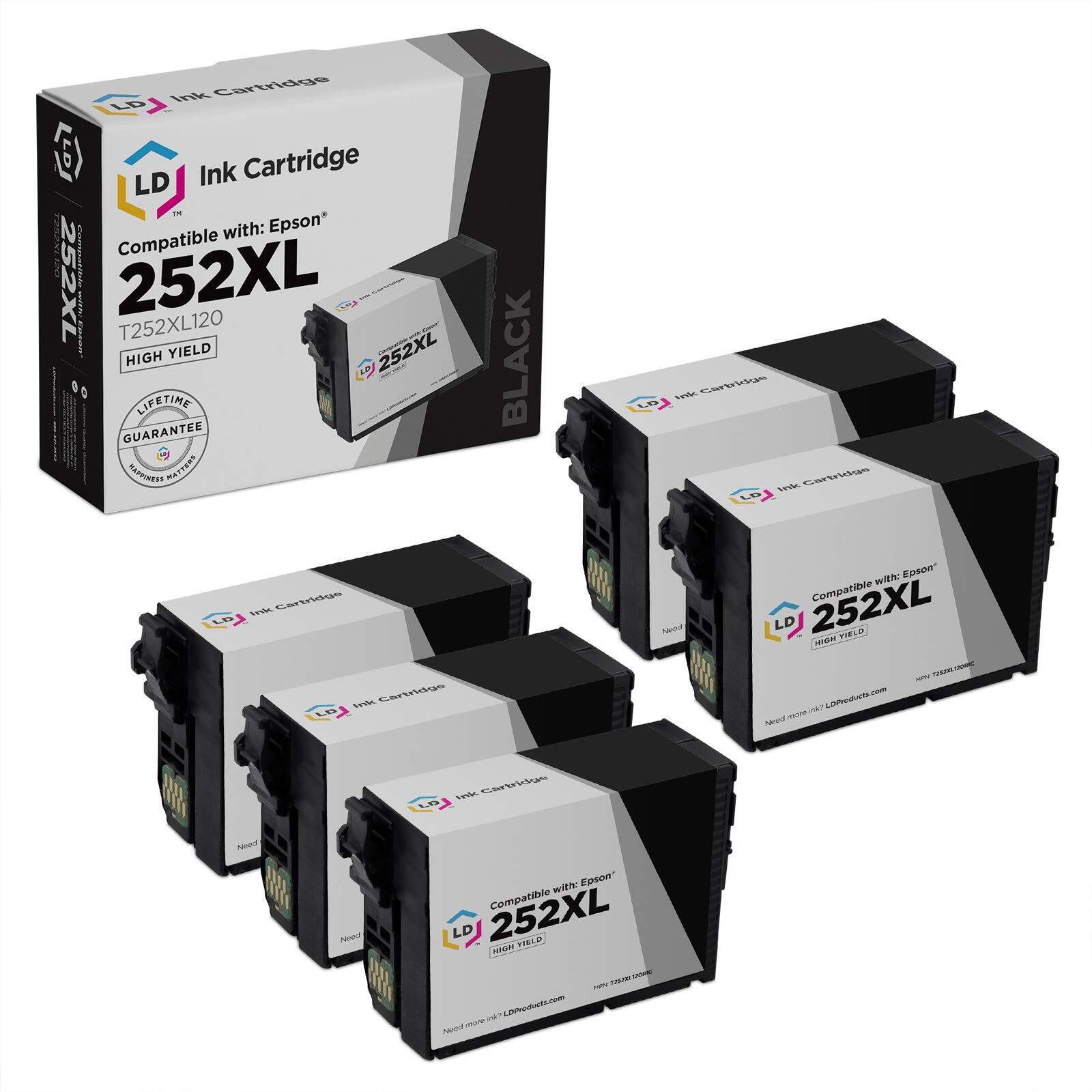 LD Reman Replacements for Epson T252XL120 5pk HY WF 3620 3640 7110 7610
