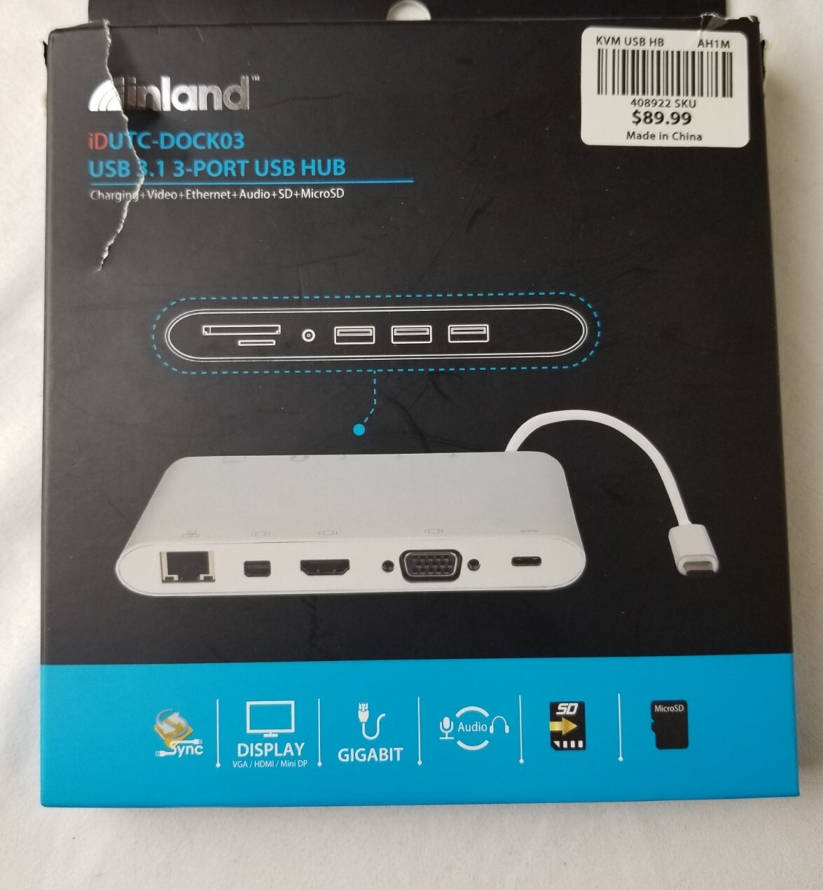 Inland USB 3.1 IDUCT-Dock3 Dock W/ Power Delivery Hub