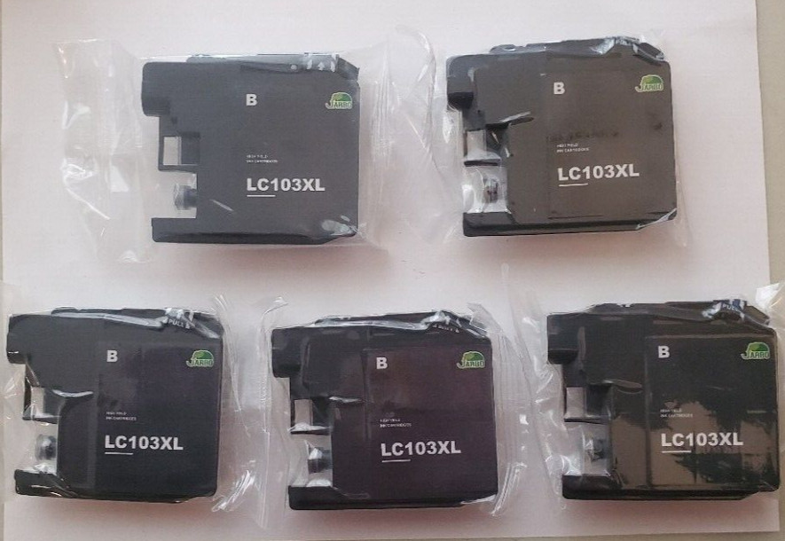 Jarbo, LC103XL, Replacement ink Cartridges, Black, Lot of 5, New Sealed