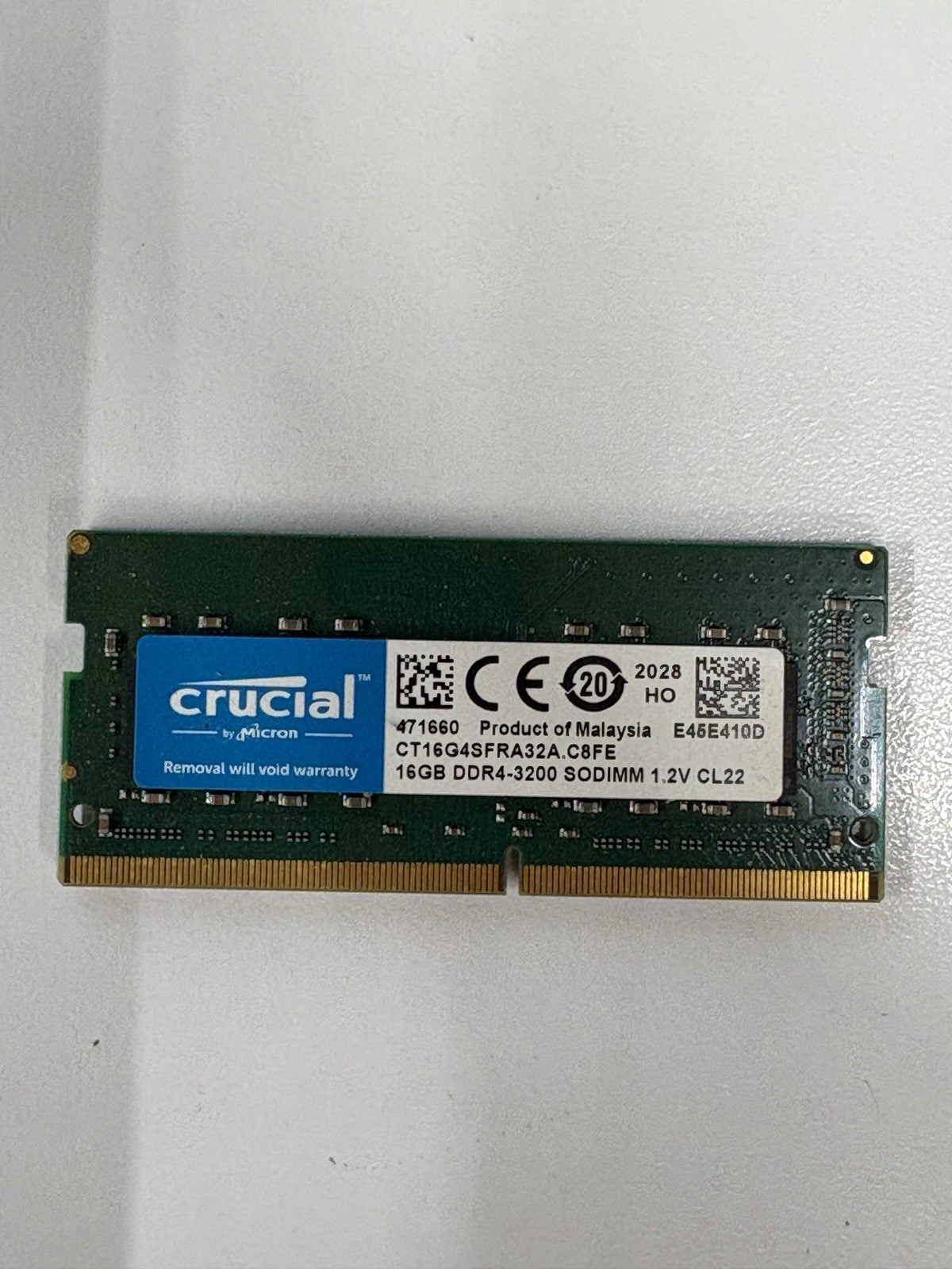 Crucial 16GB DDR4 3200MHz PC4‑25600 SO‑DIMM RAM CT16G4SFRA32A - TESTED