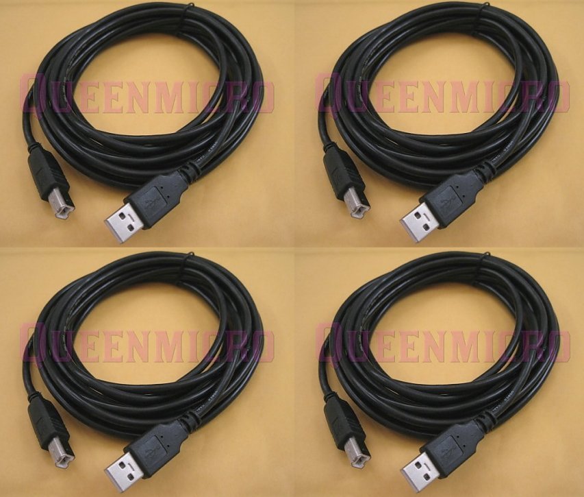 4 x 15Ft PREMIUM USB 2.0 A-B Cable Printer Epson HP Canon Lexmark Brother Dell