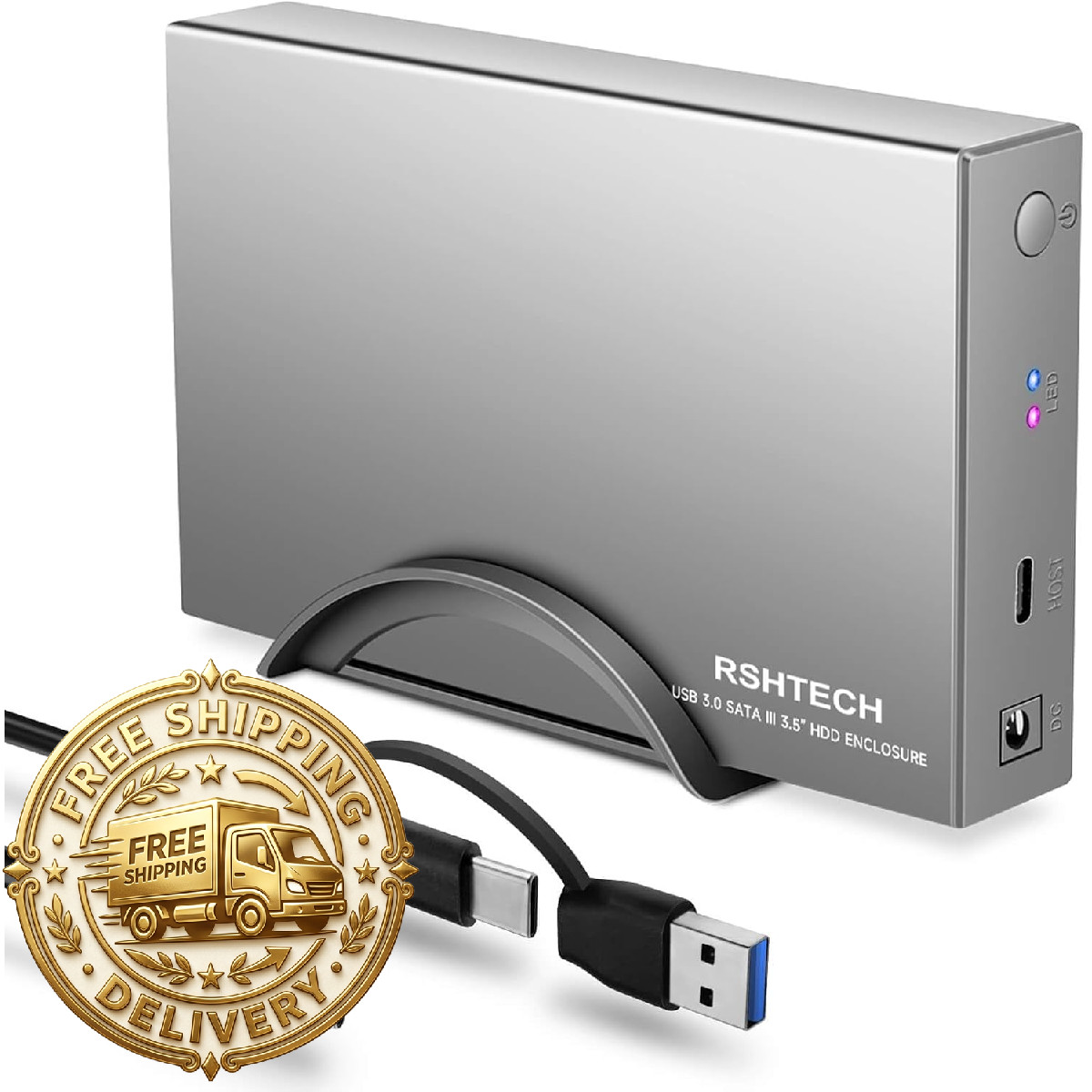 RSHTECH Hard Drive Enclosure 3.5" Aluminum USB C to SATA 24TB RSH-339STC