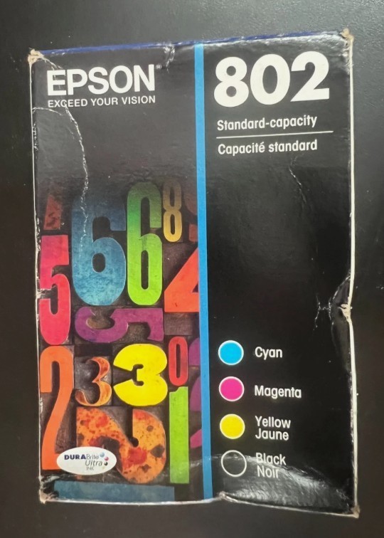 Epson 802 Black Cyan Magenta Yellow Ink Set T802120-BCS (DAMAGED BOX ONLY)