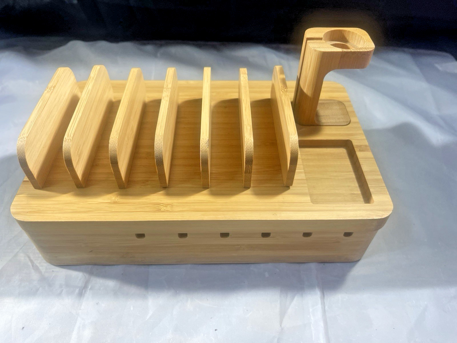 Juicy Power Universal Bamboo Charging Station Organizer for Multiple Device