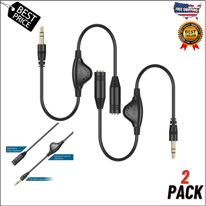 Inline Volume Sound Control Adapter Cable Aux Extension For 3.5MM Headphone -New