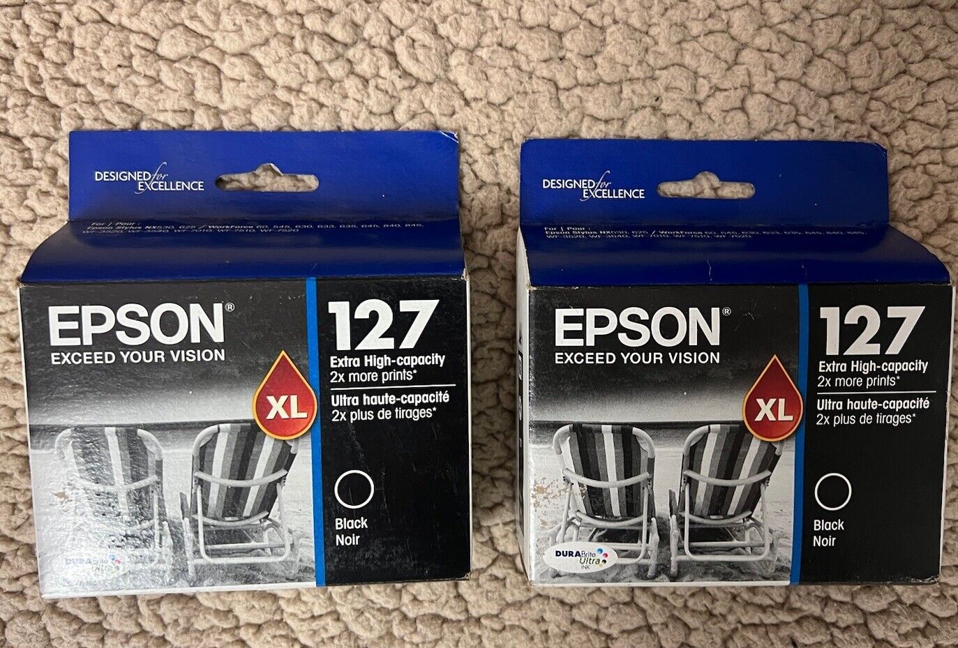 Genuine 2 Epson T127120 127XL Extra High Black Ink Cartridge
