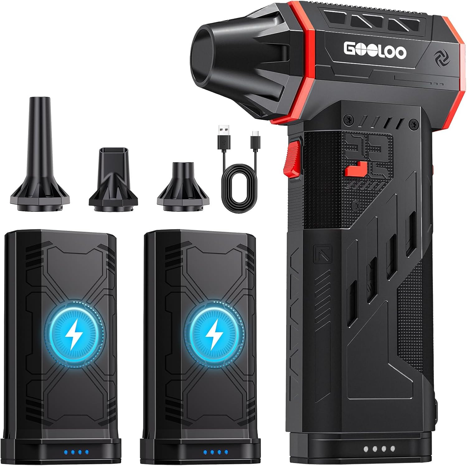 GOOLOO F5 Compressed Air Duster, 2 Swappable and Removable Batteries
