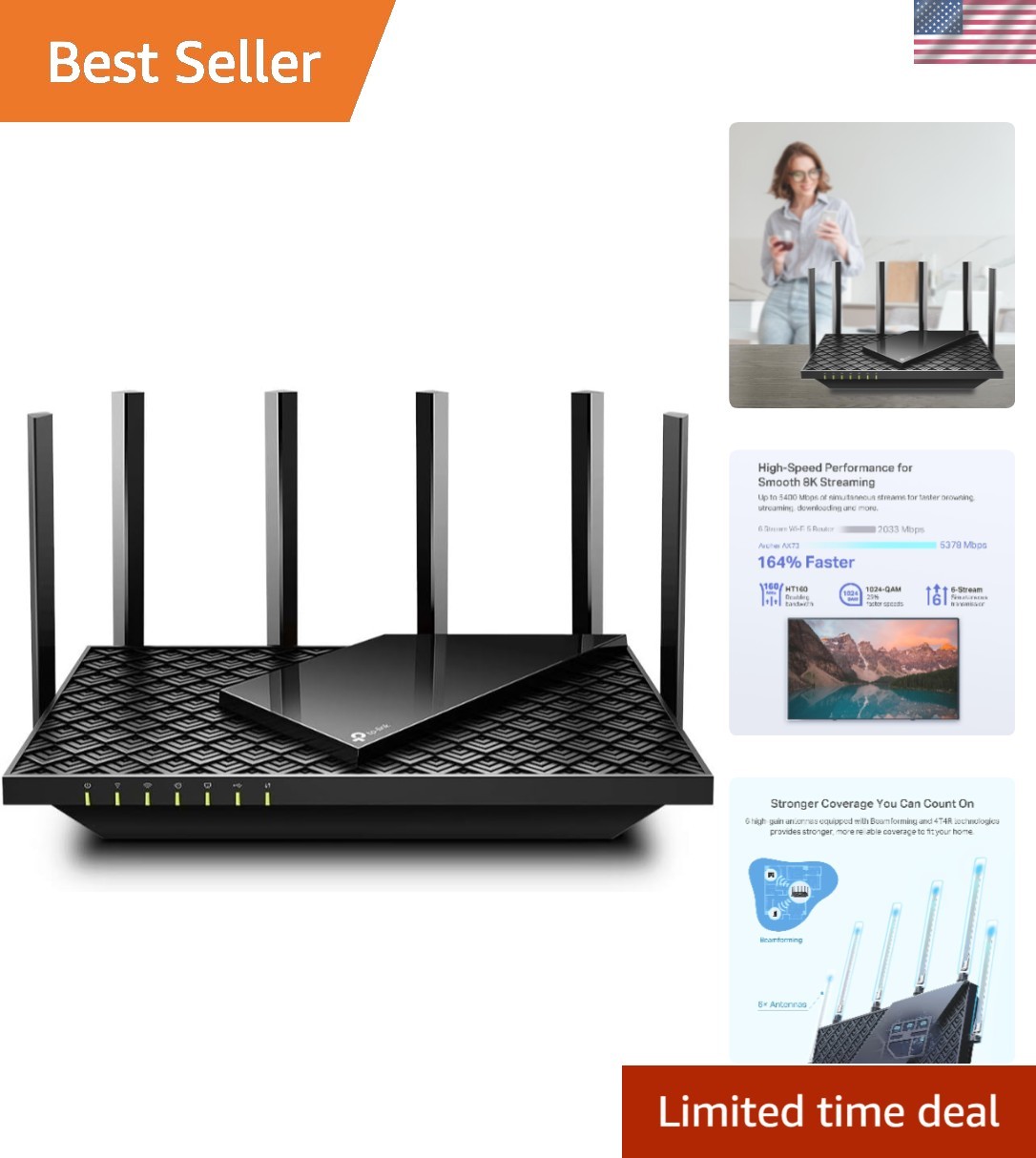 Archer AX73 WiFi 6 Router AX5400 - Unmatched Coverage & Smart Security Features