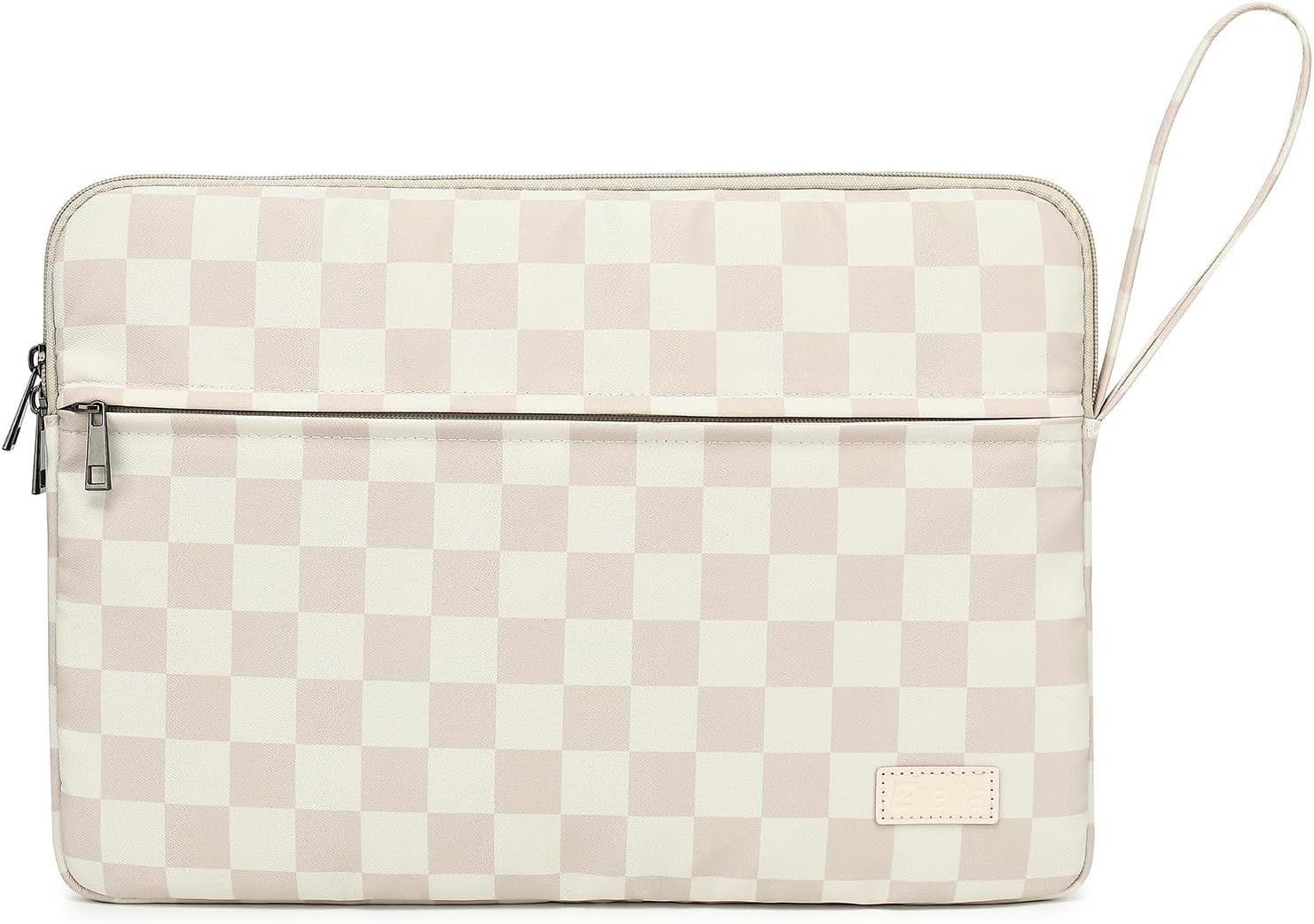 14 Inch Laptop Case Bag - Khaki Checkered Sleeve for 14.0" MacBook, Dell, Asus