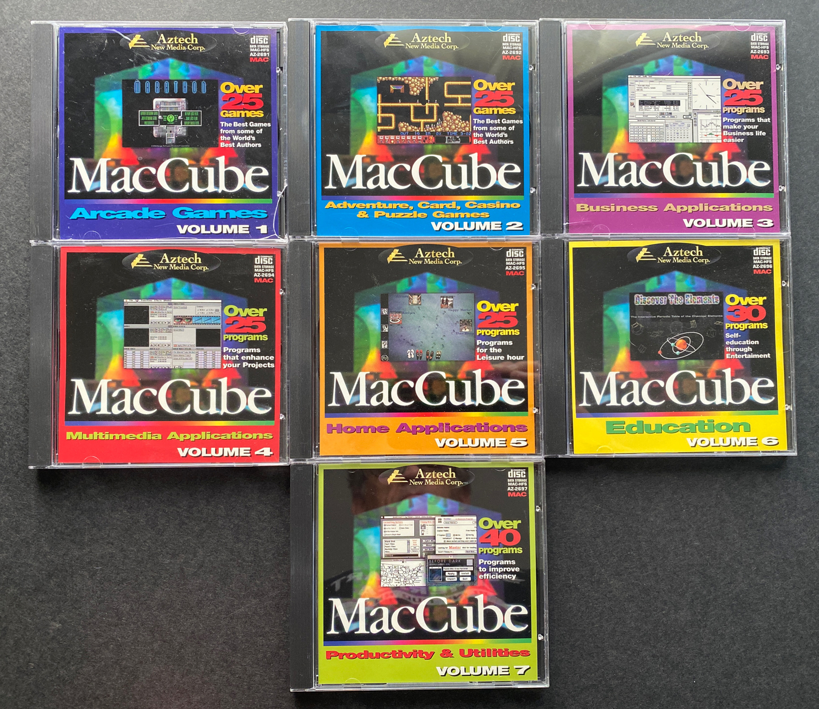 MacCube: Volumes 1 through 7 (Mac 1995) Aztech Media CD ROMs