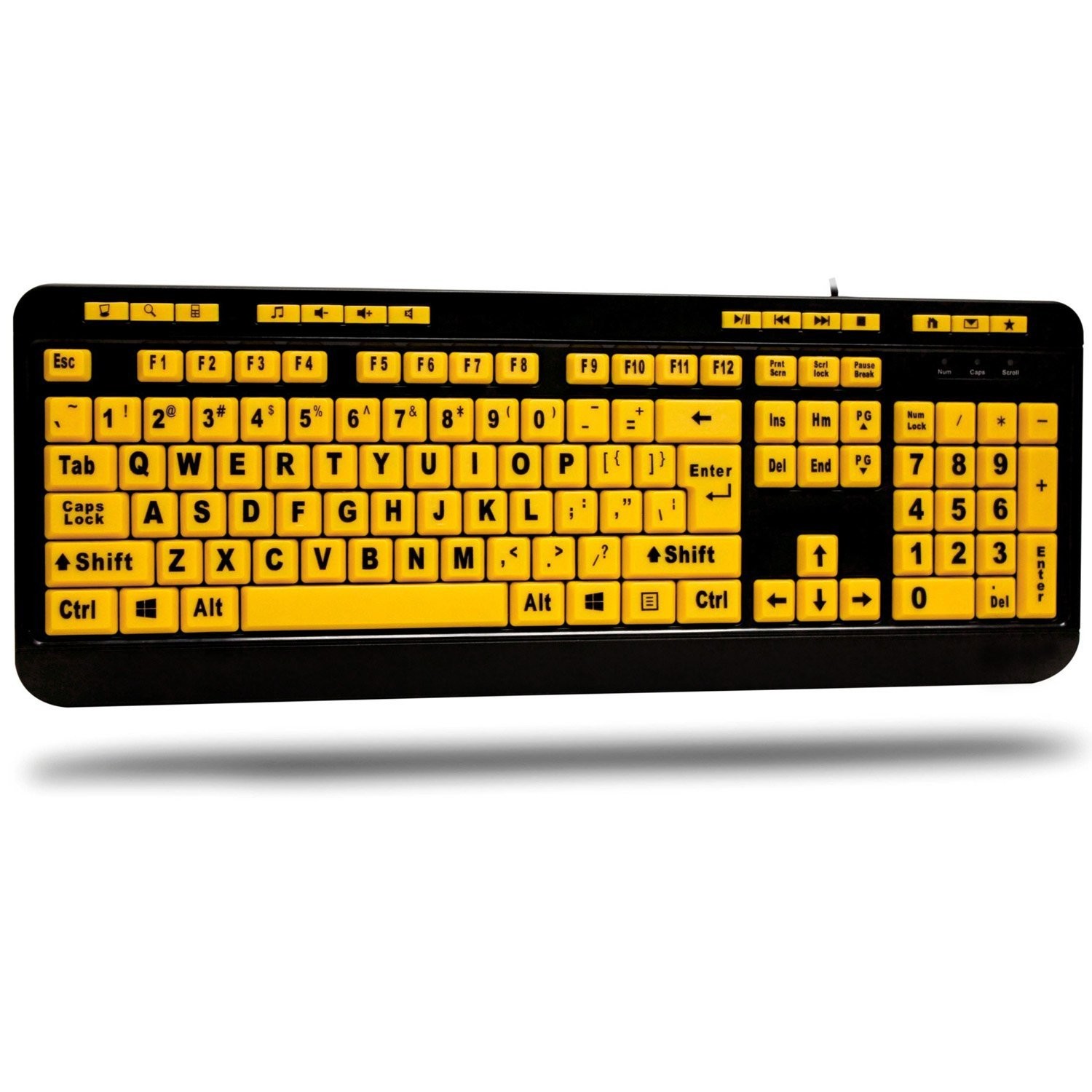 AKB-132UY - Luminous 4 X Large Print Multimedia Desktop USB Keyboard, Black Y...