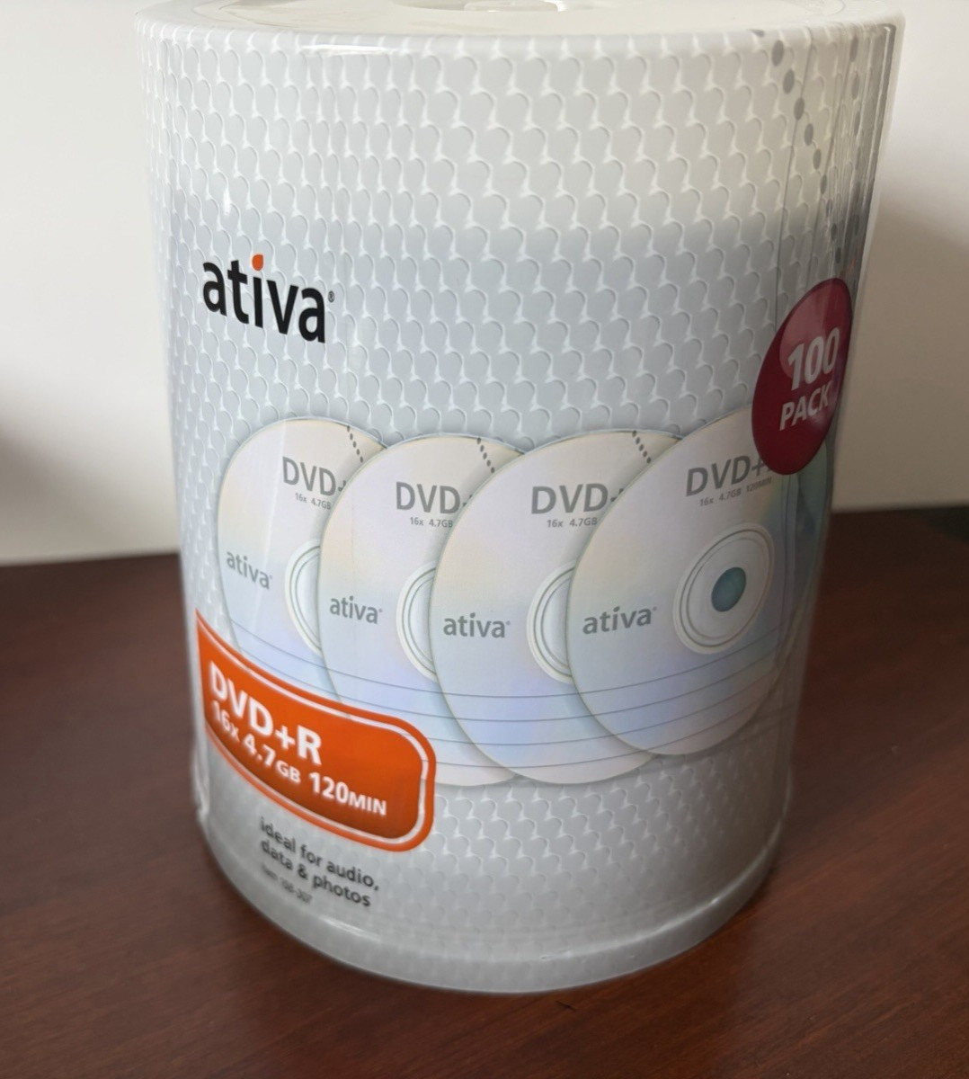 New Sealed Ativa DVD+R 100 Pack 16 x 4.7GB 120 Minutes Discs