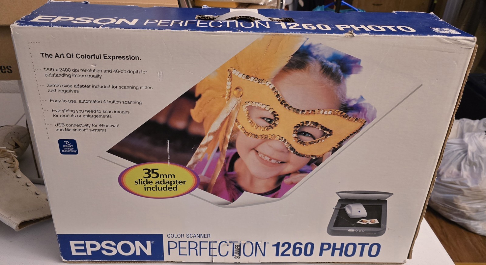 Epson Perfection 1260 Photo Color Scanner w/Software & 35mm Slide Adapter New