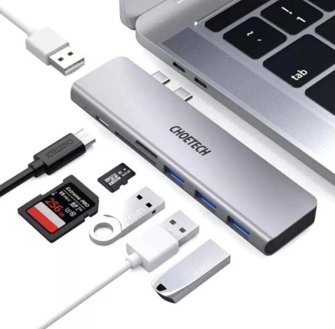 Choetech HUB-M23 7 in 1 USB-C Multiport Adapter  Micro 3 Hub for MacBook