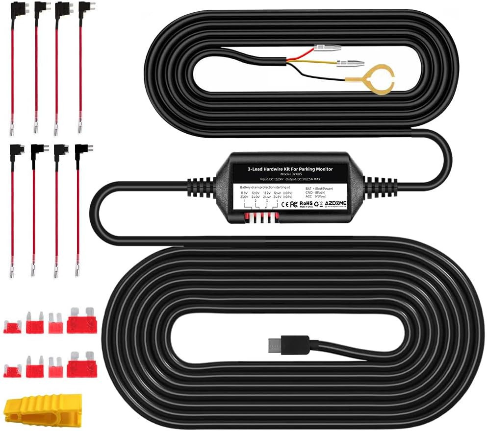 3-Lead Acc Hardwire Kit Type-C USB Port for M550 M01Pro PG17 Gs63Hpro Dashcam, 1