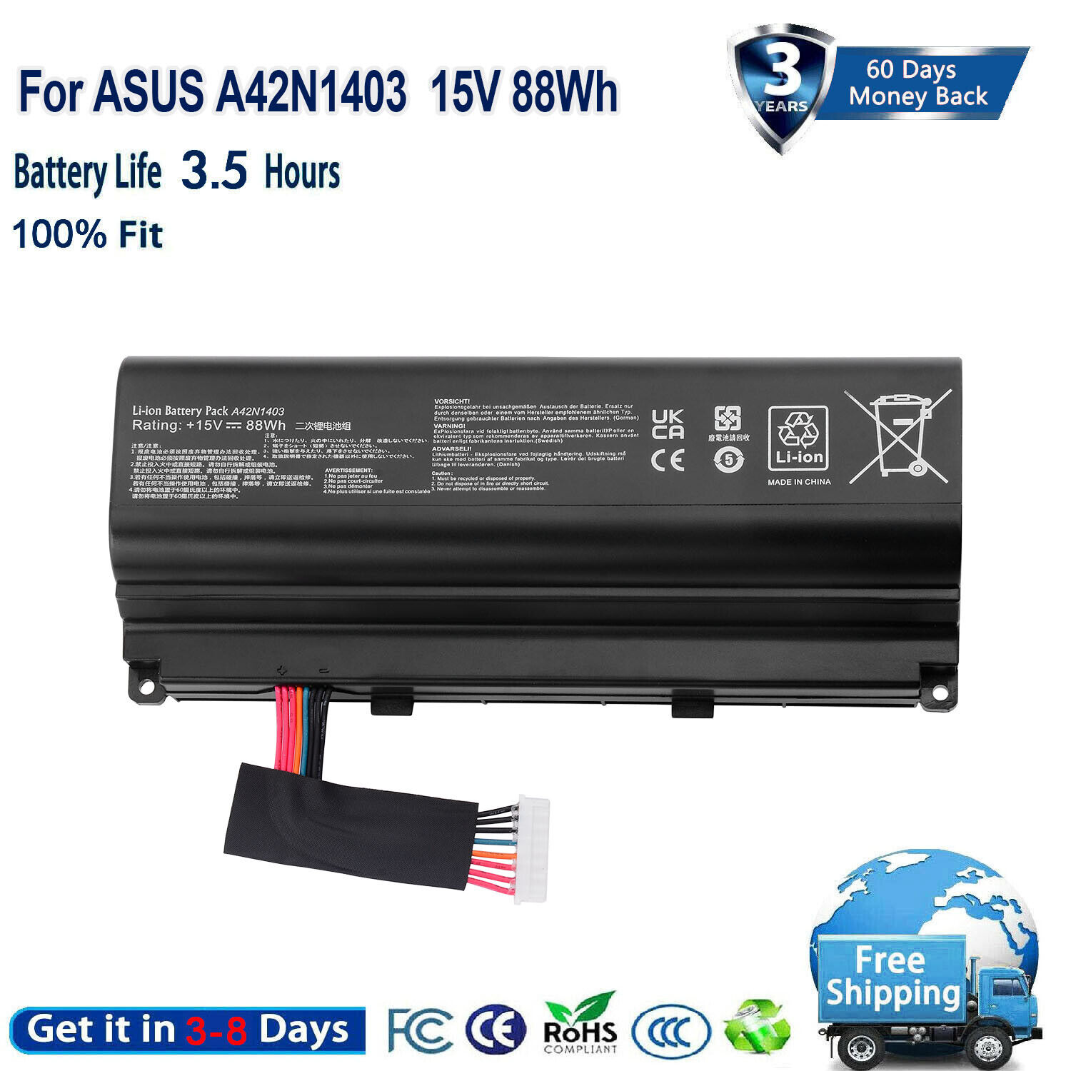 15V A42N1403 A42LM9H Battery For Asus G751 G751J G751JM G751JT G751JL G751JY