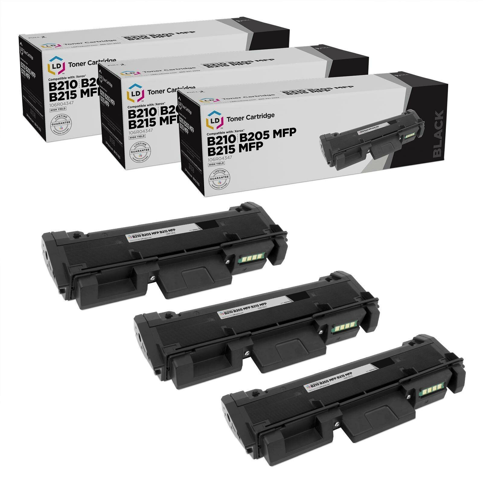 LD Compatible Xerox 106R04347 HY Black Toner Cartridge 3PK for B205, B210, B215