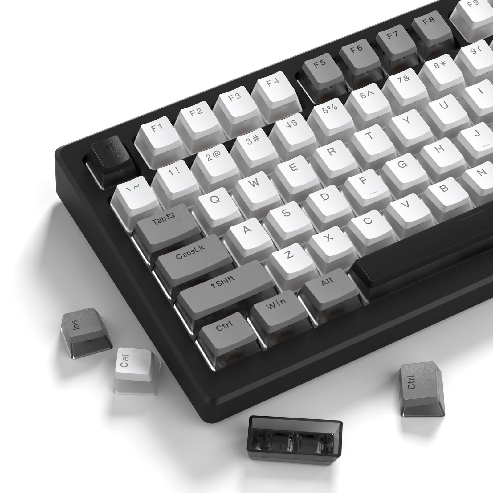 143 Keys PBT Shine Through Pudding Keycaps 60 75 100 % OEM Gray White Custom